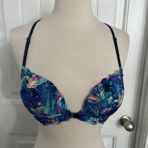 Victoria's Secret PINK The‎ Date Front Close Light Push-Up Bra 32D  Neon Print